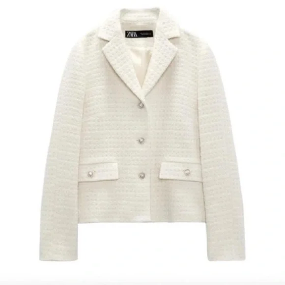 NWT ZARA Jewel button Tweed Blazer / Medium - Picture 1 of 3